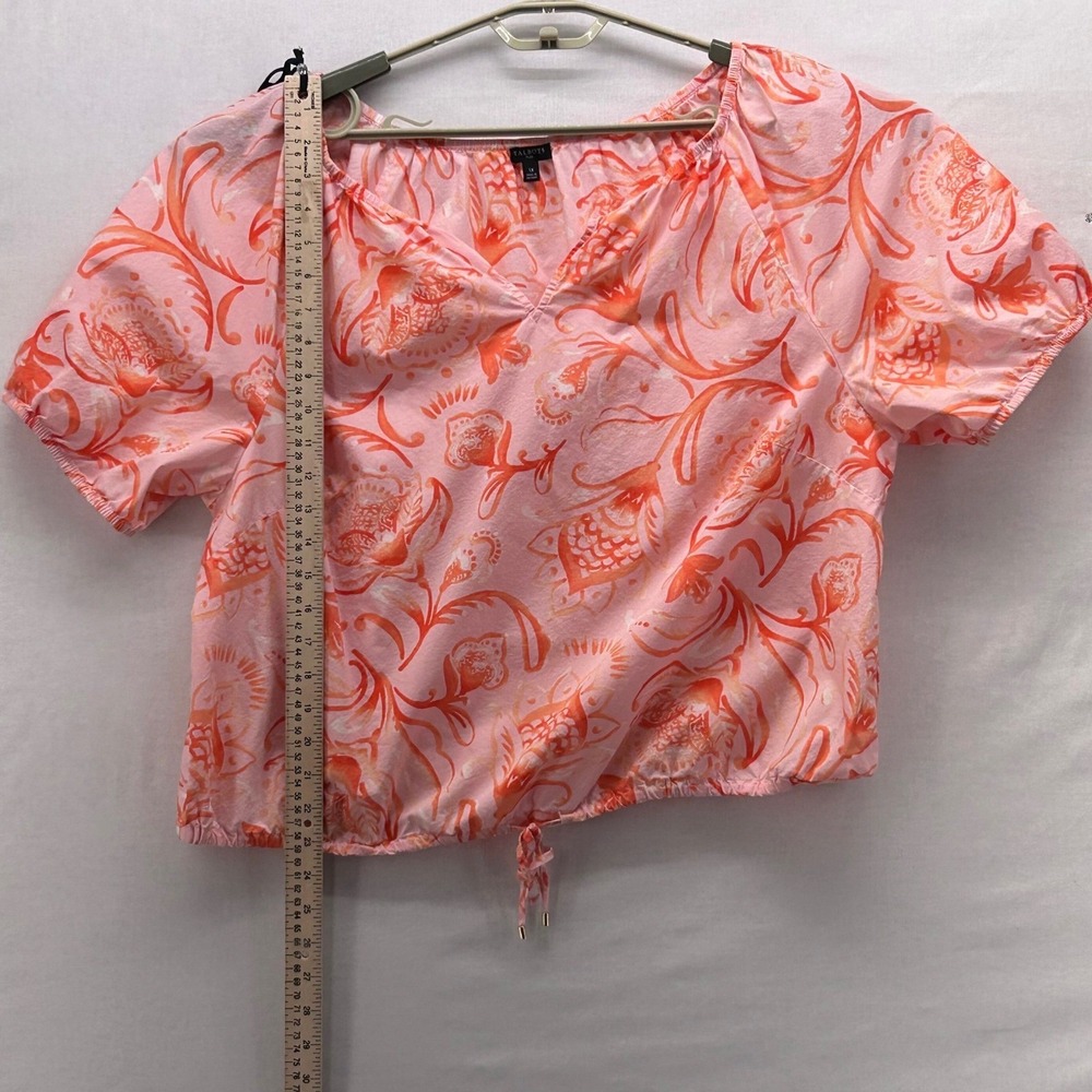 Talbots Crop Floral Top‎ Pink Peach 1X - Picture 9 of 12